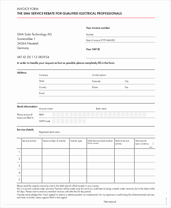 Electrical Contractor Invoice Template Awesome 5 Electrical Invoice Templates Free Sample Example