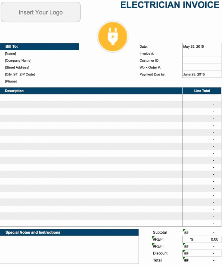 electrical contractor invoice template