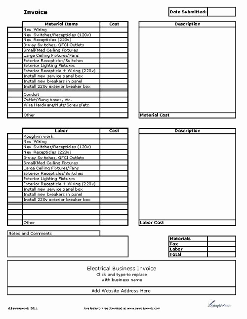 Electrical Contractor Invoice Template Best Of Electrical Service Invoice Business forms