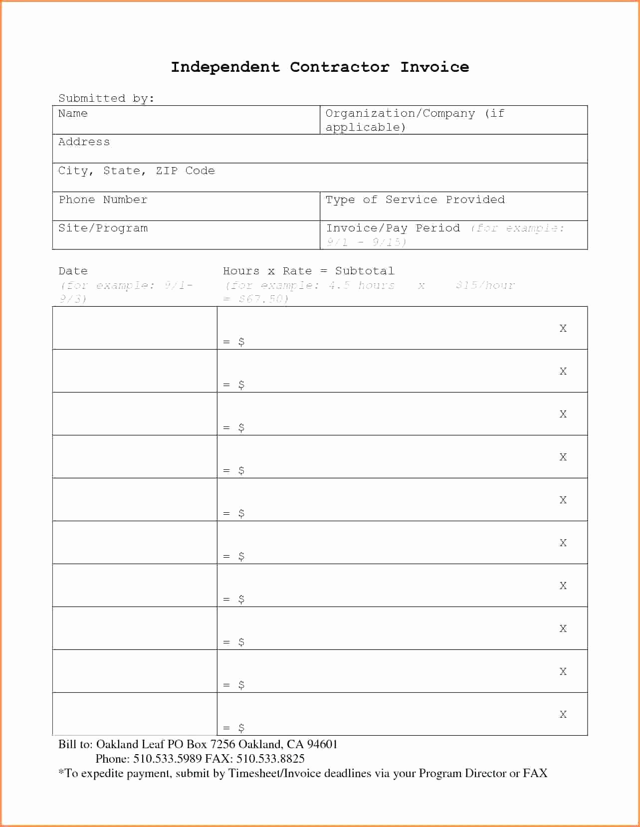 Electrical Contractor Invoice Template Inspirational Independent Contractor Invoice Template Electrical forms