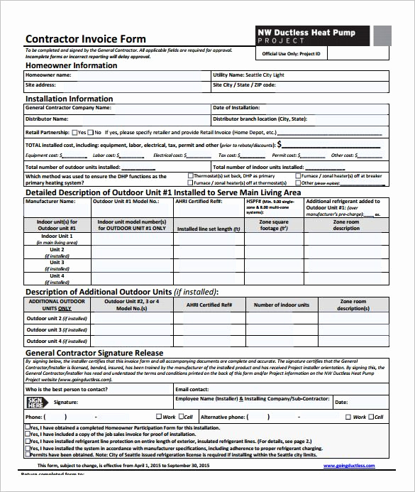 Electrical Contractor Invoice Template Lovely General Contractor Invoice Template Doc