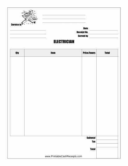 Electrical Contractor Invoice Template Luxury This Electrician Receipt Can Be Used by An Electrician or