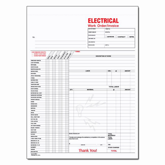 Electrical Contractor Invoice Template New Electrical Contractor forms Custom Carbonless orders