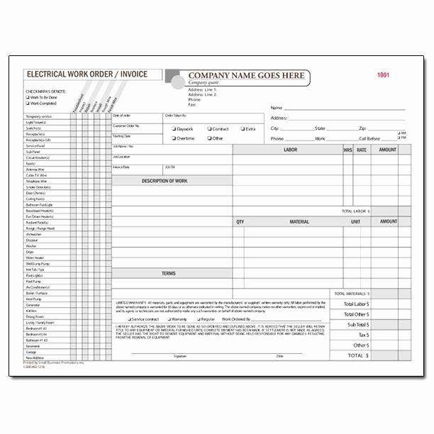 Electrical Contractor Invoice Template New Electrical Contractor forms Custom Carbonless orders