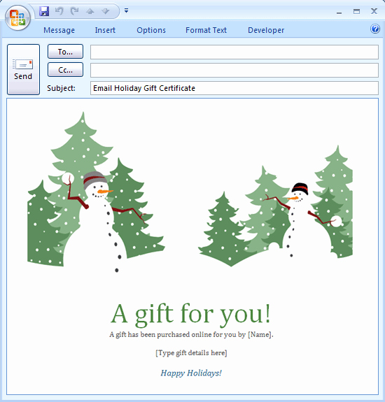 Email Gift Certificate Template New E Mail Message Holiday Gift Certificate Free