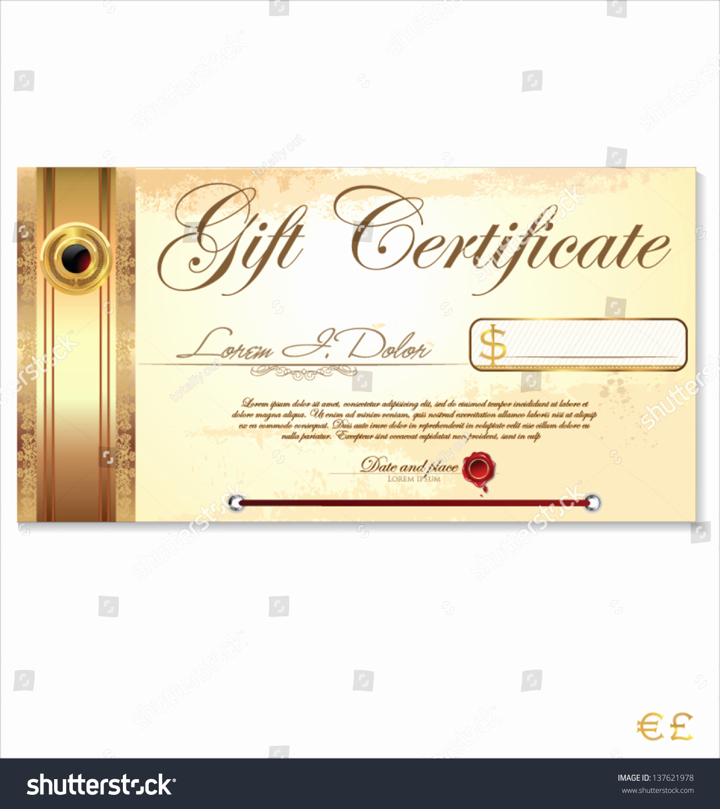 Email Gift Certificate Template Unique Luxury Gift Certificate Template Stock Vector Illustration