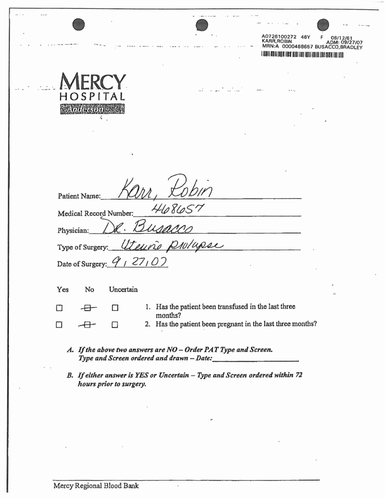 hysterectomy information mercy hospital s medical documents mercy hospital doctors note