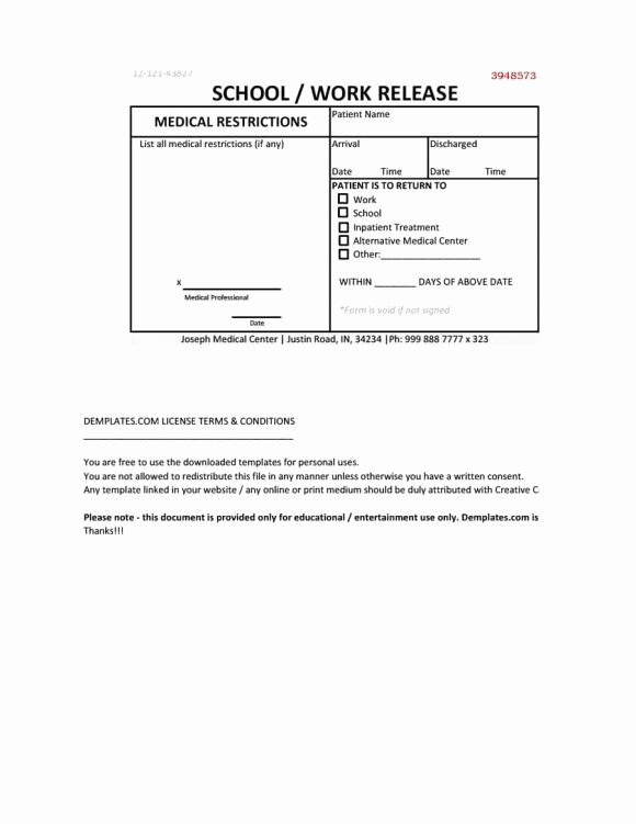 Emergency Room Doctor Note Template New Fake Doctors Note