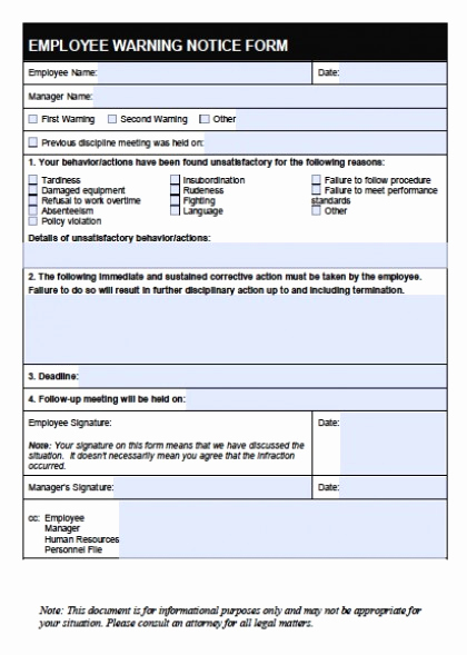 Employee Warning Notice Template Word Awesome Download Employee Write Up forms