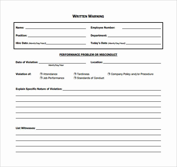 Employee Warning Notice Template Word Awesome Employee Written Warning Template