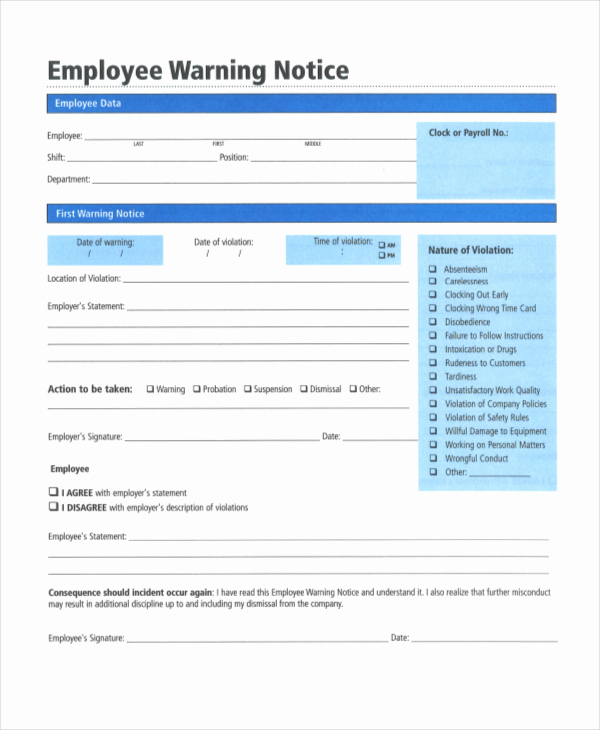 Employee Warning Notice Template Word Beautiful Employee Warning Notice