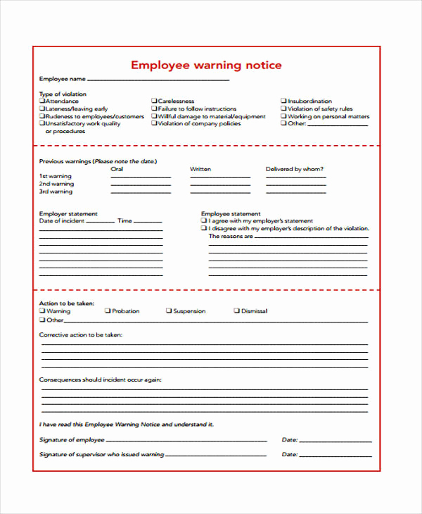 Employee Warning Notice Template Word Beautiful Employment Notice Templates 4 Free Word Pdf format