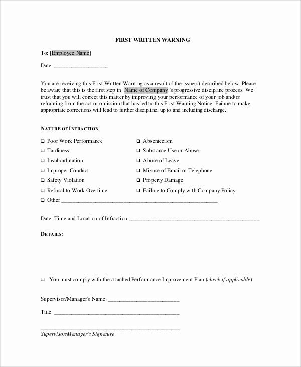 Employee Warning Notice Template Word Elegant 12 Printable Employee Warning Notice Templates Google
