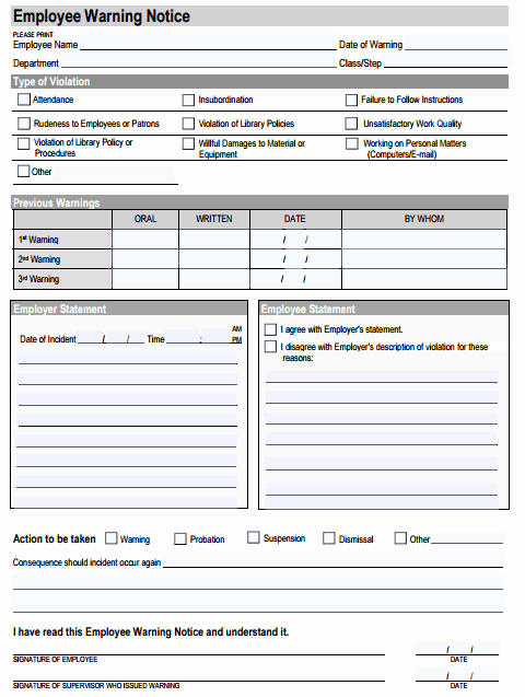 Employee Warning Notice Template Word Elegant 6 Employee Warning Notice Templates