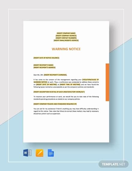 Employee Warning Notice Template Word Fresh 10 Employee Warning Notice Samples Google Docs Ms Word