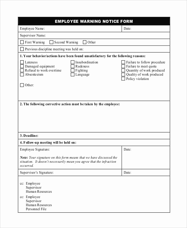 Employee Warning Notice Template Word Inspirational Free 10 Employee Warning Notice Samples In Google Docs