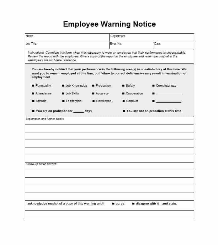 Employee Warning Notice Template Word Lovely Employee Warning Notice Download 56 Free Templates &amp; forms
