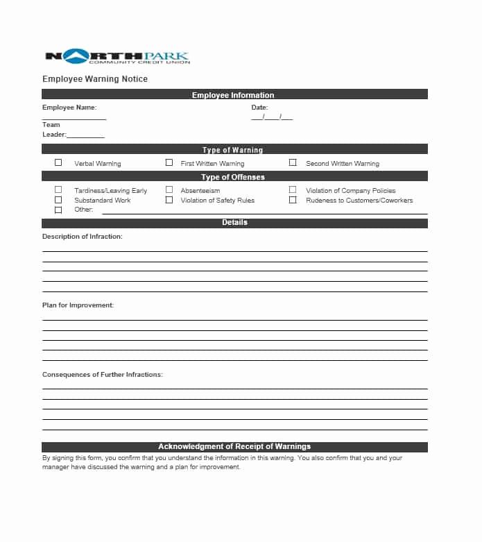 Employee Warning Notice Template Word Luxury Employee Warning Notice Download 56 Free Templates &amp; forms