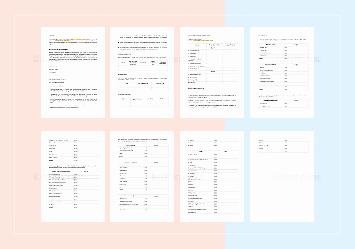 Event Budget Proposal Template Best Of event Bud Proposal Template In Word Apple Pages