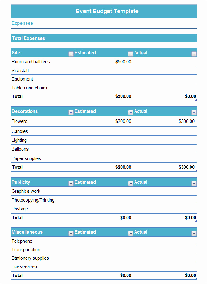 Event Budget Proposal Template Elegant event Bud Template 10 Free Word Excel Pdf