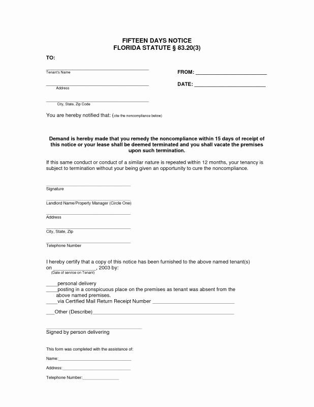 Eviction Notice Florida Template Beautiful 3 Day Eviction Notice Florida