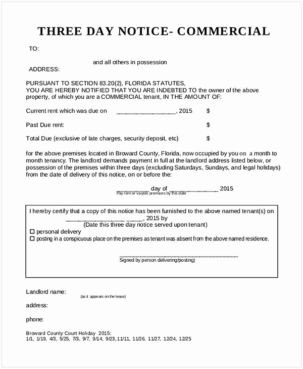 Eviction Notice Florida Template Best Of Eviction Notice Template