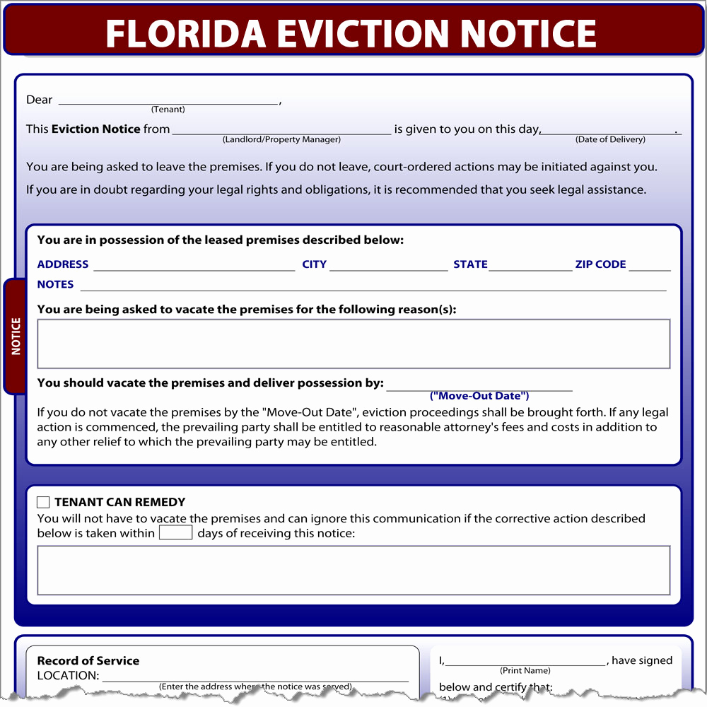 Eviction Notice Florida Template Lovely Florida Eviction Notice