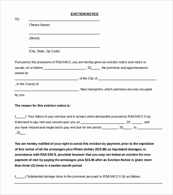 Eviction Notice Letter Template Awesome 6 Eviction Letter Template Doc Pdf