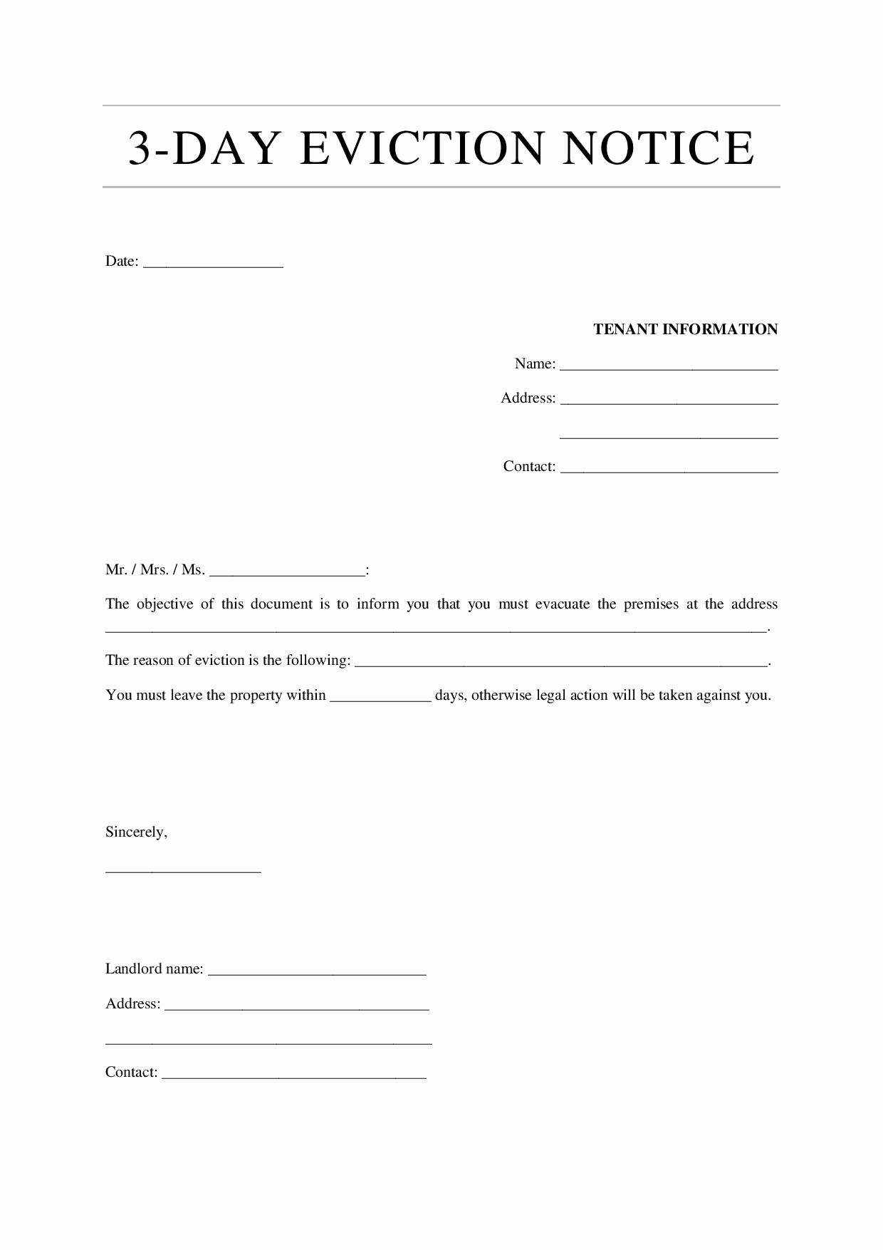 Eviction Notice Letter Template Best Of 12 Eviction Notice Template Examples