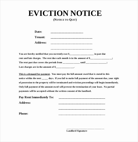 Eviction Notice Letter Template Inspirational Eviction Notice Template