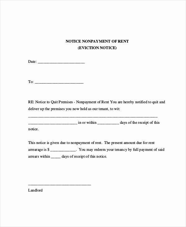 Eviction Notice Letter Template Inspirational Sample Eviction Notice for Nonpayment Rent