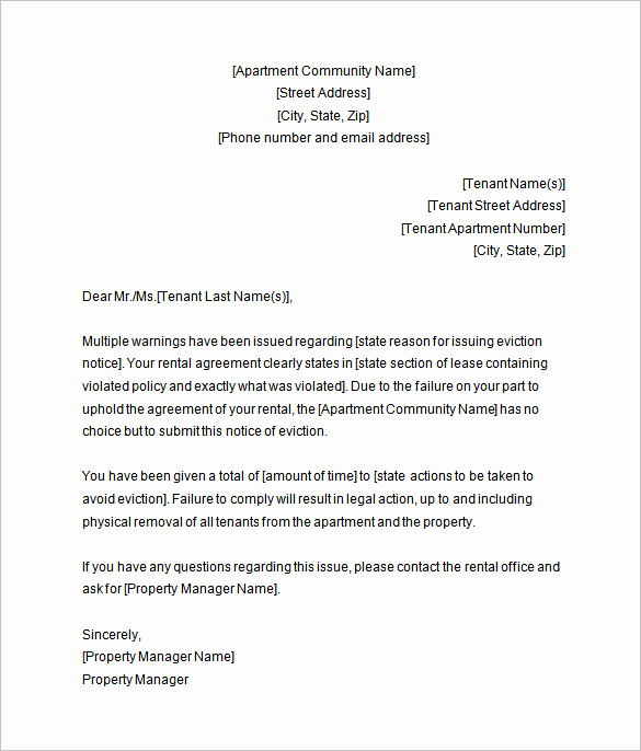 Eviction Notice Letter Template New 38 Eviction Notice Templates Pdf Google Docs Ms Word