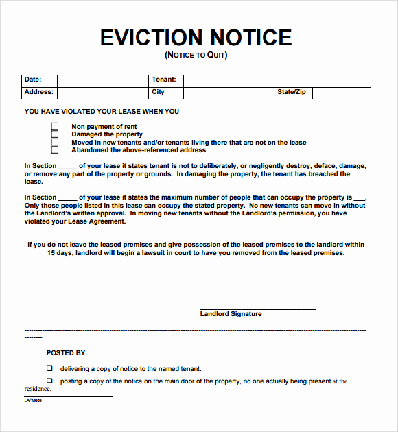 Eviction Notice Letter Template Unique Free 8 Notice to Vacate Samples In Google Docs