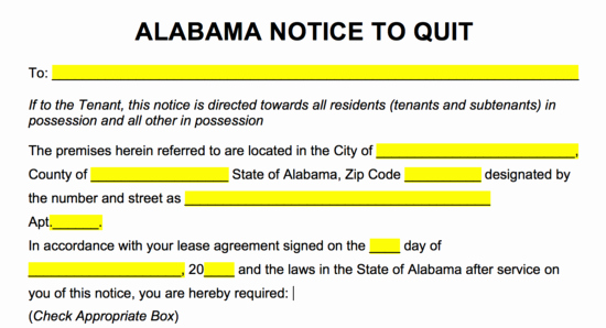 Eviction Notice Template Alabama Awesome Free Alabama Eviction Notice forms