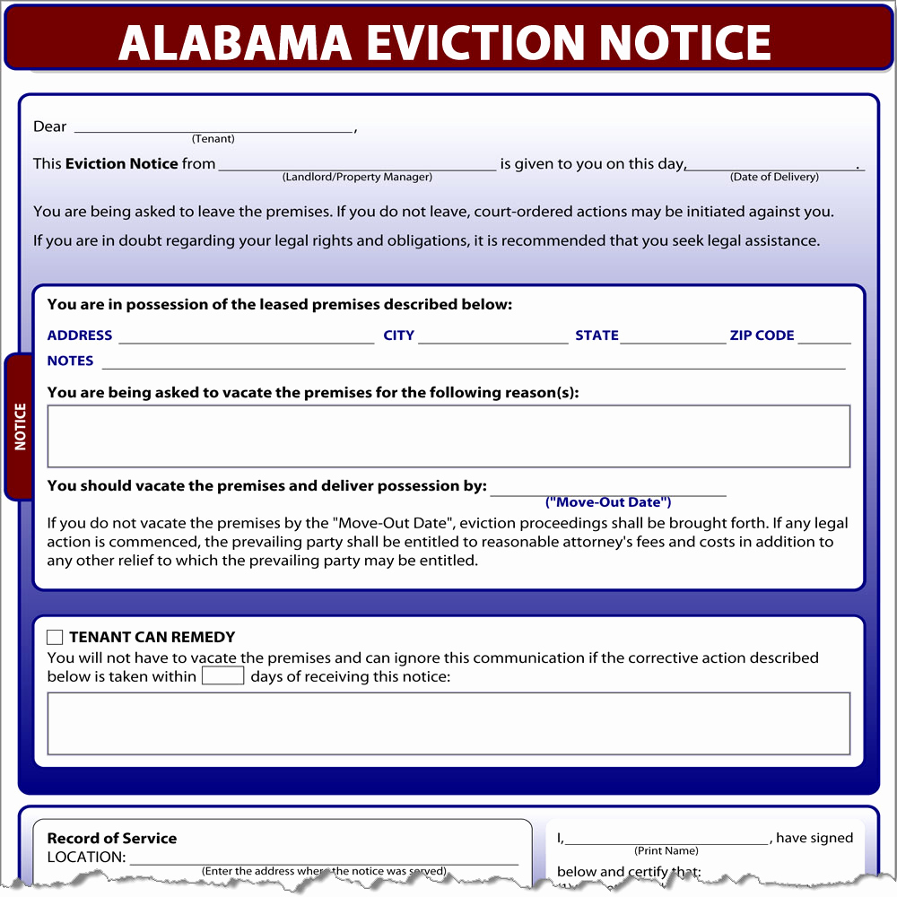 Eviction Notice Template Alabama Fresh Alabama Eviction Notice