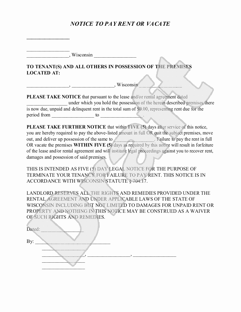 Eviction Notice Template Alabama Lovely Sample Wisconsin Eviction Notice form Template