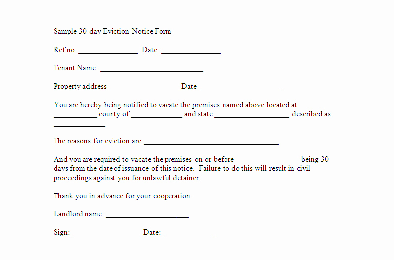 Eviction Notice Template Florida Best Of 30 Day Eviction Notice form