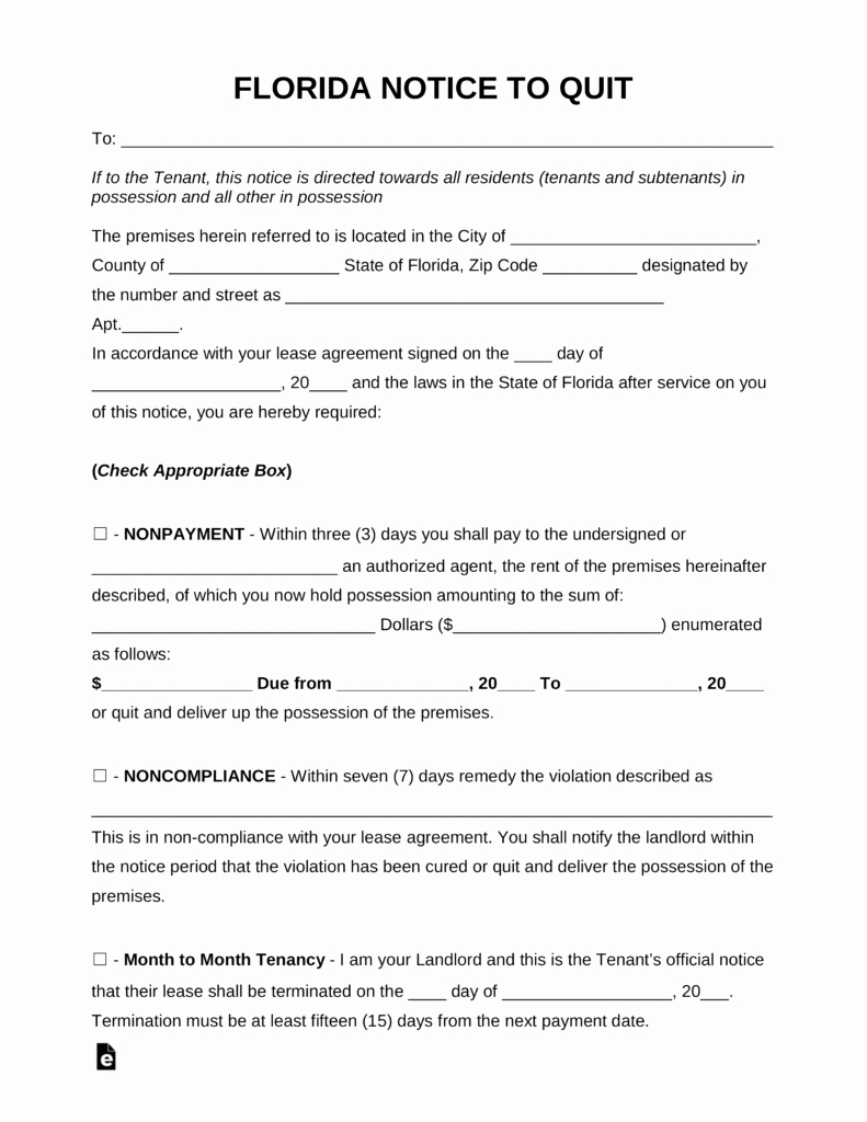 Eviction Notice Template Florida Lovely Free Florida Eviction Notice forms