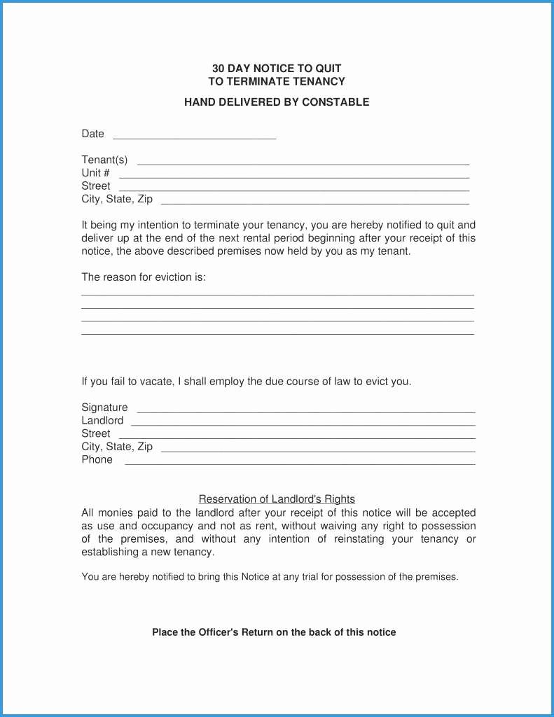 Eviction Notice Template Nc Awesome Notice to Quit Tenancy Template