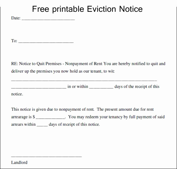 Eviction Notice Template Nc Elegant Free Printable Eviction Notice Template