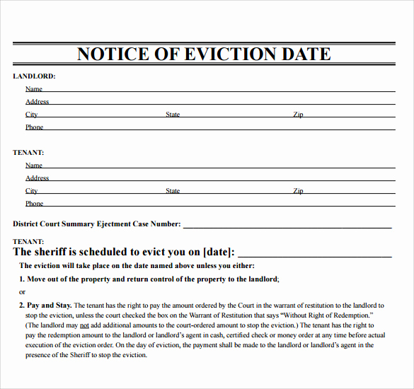 Eviction Notice Template Nc Lovely Free 38 Eviction Notice Templates In Pdf