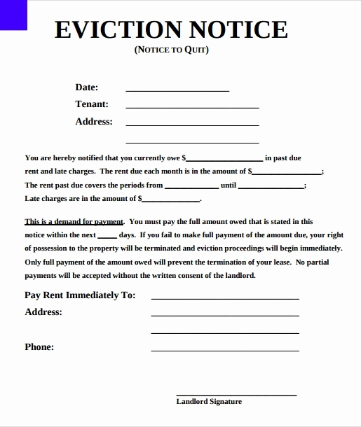 Eviction Notice Template Pdf Beautiful Eviction Notice Template