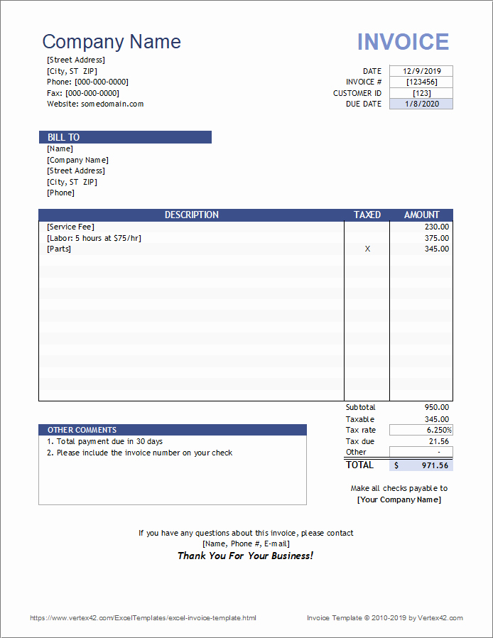 Excel Invoice Template 2003 Awesome Free Invoice Template for Excel