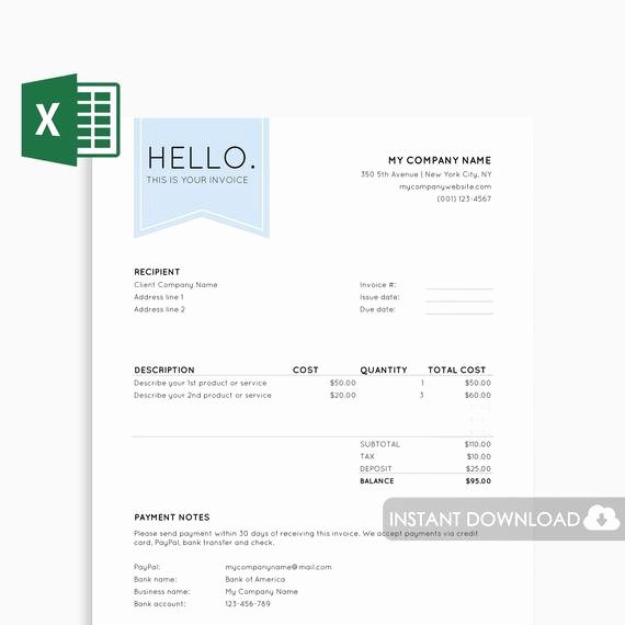 Excel Invoice Template 2003 Elegant Invoice Template Excel Excel Invoice Template Spreadsheet