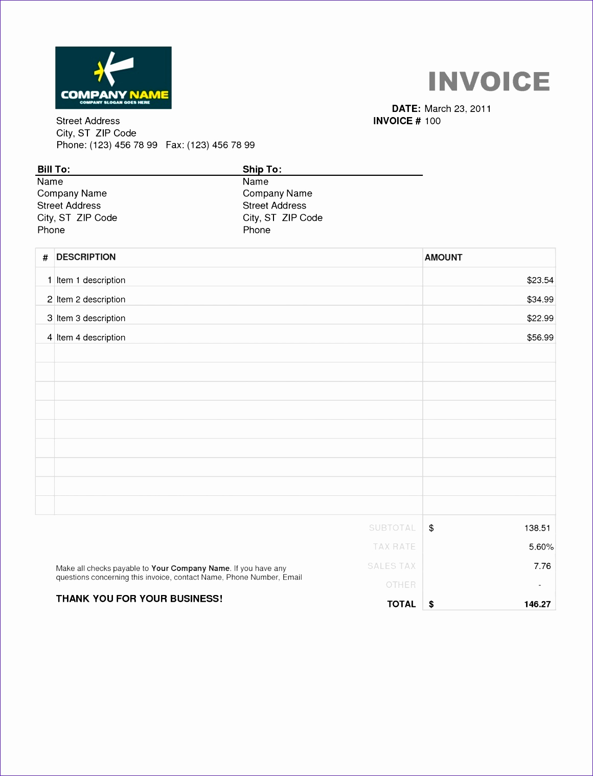 Excel Invoice Template 2003 Luxury 12 Remittance Advice Template Excel Exceltemplates