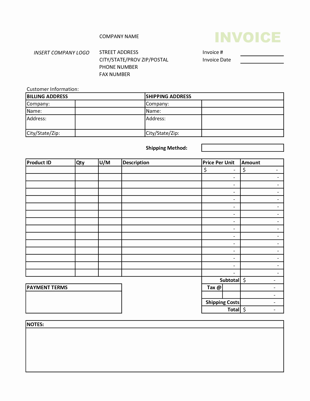 invoice template excel 2010 2370