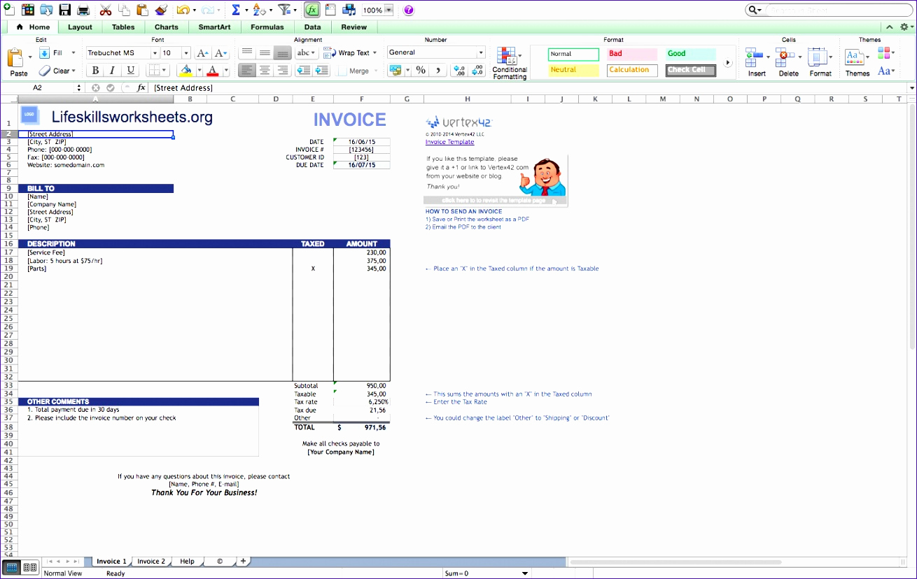 Excel Invoice Template Mac Elegant 12 Excel Invoice Template for Mac Exceltemplates