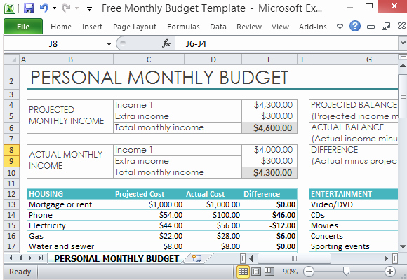 Excel Personal Budget Template Fresh Free Personal Monthly Bud Template for Excel