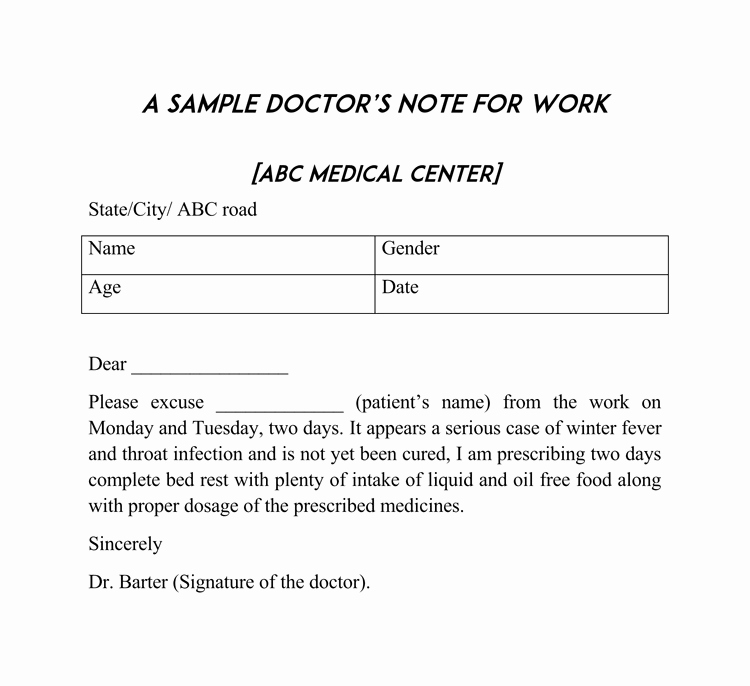 Fake Doctor Note Template Unique 36 Free Fill In Blank Doctors Note Templates for Work