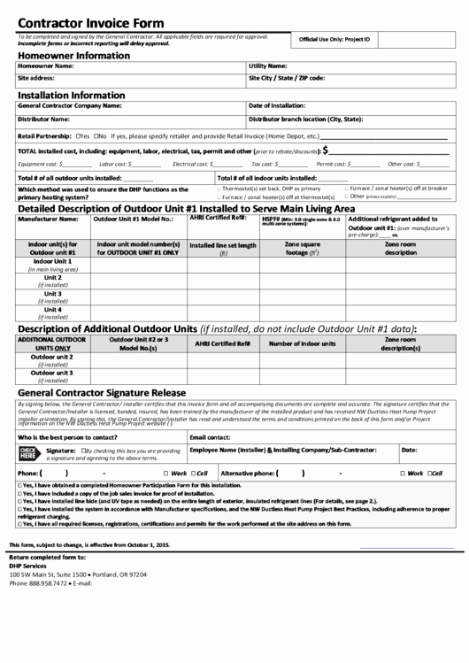 Fillable Invoice Template Pdf Awesome Fillable Contractor Invoice form Printable Pdf